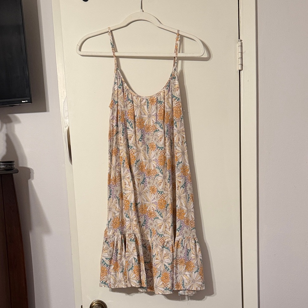 BE COOL Cream Floral Mini Dress with Mustard and Teal Accents